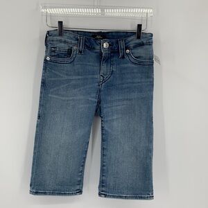 True Religion Riley knee length denim jean shorts long Bermuda women new 26